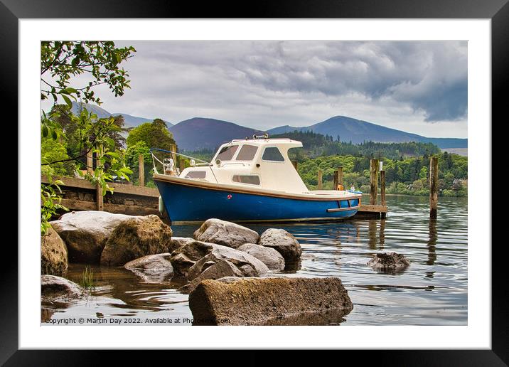 Moored on Derwentwater Framed Mounted Print by Martin Day