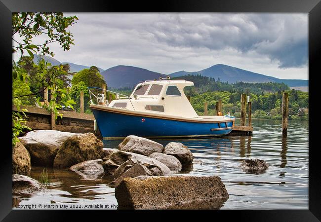 Moored on Derwentwater Framed Print by Martin Day