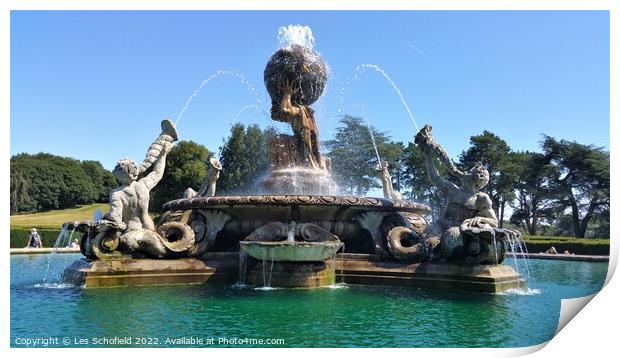 Castle Howard Fountain Print by Les Schofield