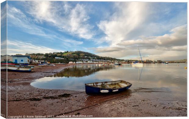 Low tide on Teignmouth Back Beach  Canvas Print by Rosie Spooner