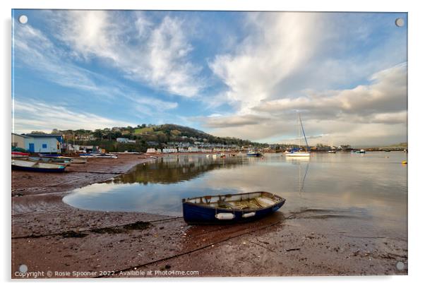 Low tide on Teignmouth Back Beach  Acrylic by Rosie Spooner