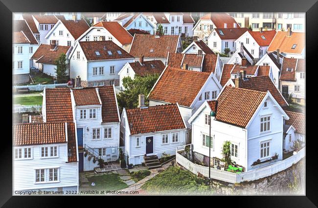 Rooftops of Gamle Stavanger Framed Print by Ian Lewis