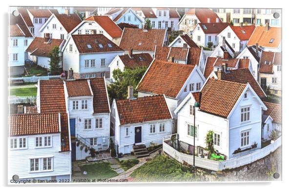 Rooftops of Gamle Stavanger Acrylic by Ian Lewis
