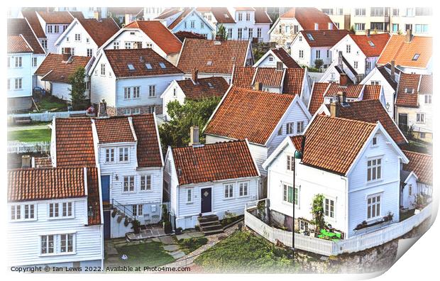 Rooftops of Gamle Stavanger Print by Ian Lewis