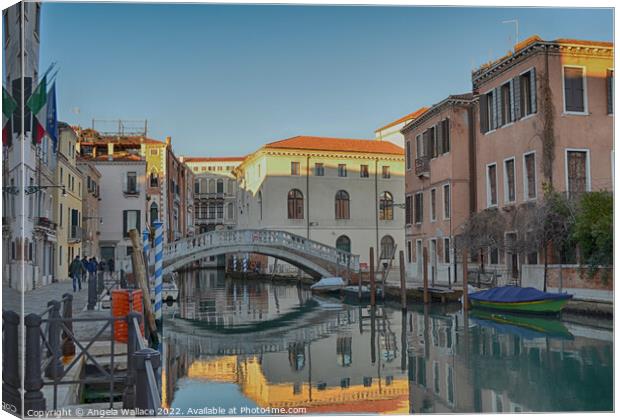 Canal views in Venice Canvas Print by Angela Wallace