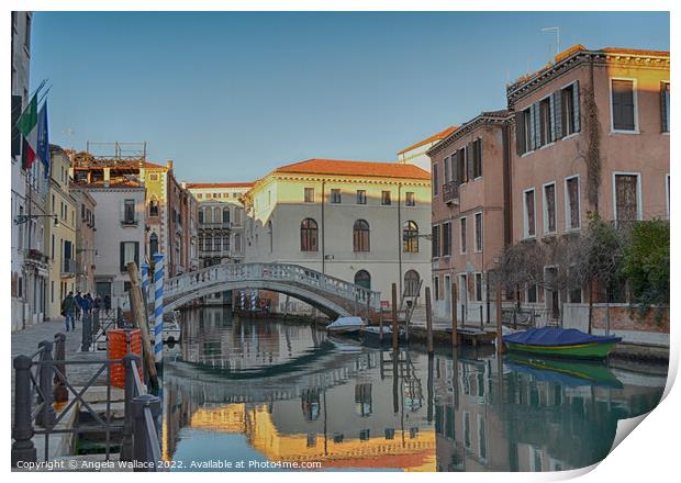 Canal views in Venice Print by Angela Wallace