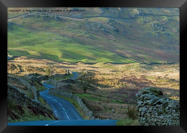 Road from Troutbeck to Kirkstone Pass Cumbria Framed Print by Nick Jenkins