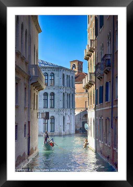 Gondola on Venice canal Framed Mounted Print by Angela Wallace