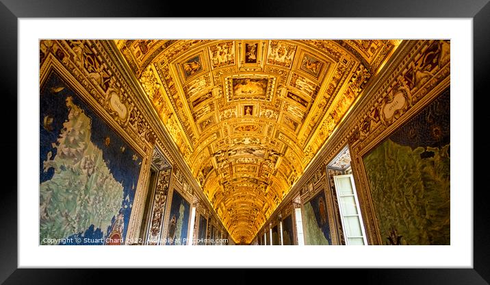 Vatican, Wall and ceiling paintings in the Gallery of Maps Framed Mounted Print by Stuart Chard