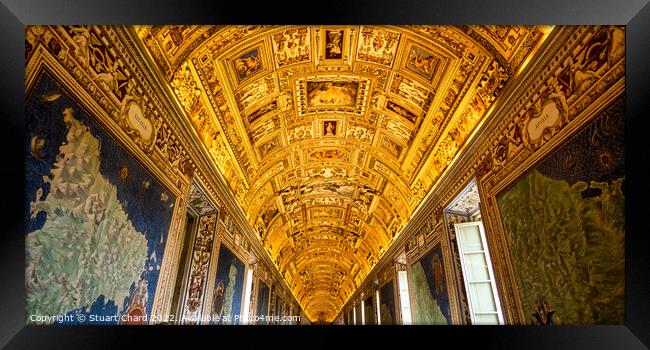 Vatican, Wall and ceiling paintings in the Gallery of Maps Framed Print by Travel and Pixels 