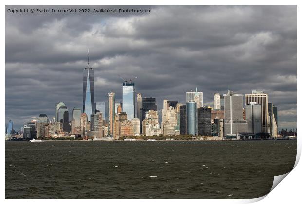 Skyline of Manhattan on a stormy day Print by Eszter Imrene Virt