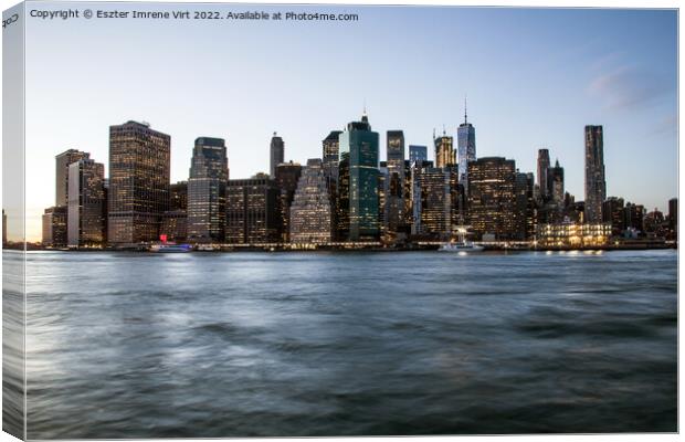 Long exposure picture of the skyline of New York Canvas Print by Eszter Imrene Virt