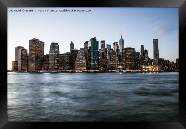 Long exposure picture of the skyline of New York Framed Print by Eszter Imrene Virt