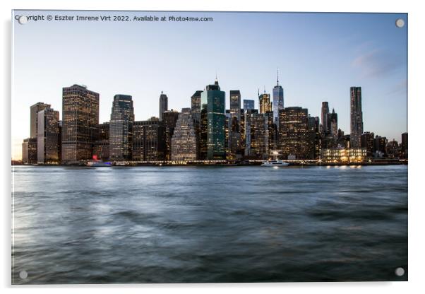 Long exposure picture of the skyline of New York Acrylic by Eszter Imrene Virt