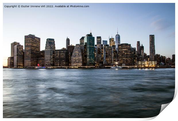 Long exposure picture of the skyline of New York Print by Eszter Imrene Virt