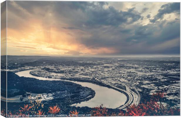 Chattanooga City From Lookout Mountain Canvas Print by Peter Greenway