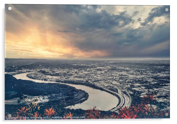 Chattanooga City From Lookout Mountain Acrylic by Peter Greenway