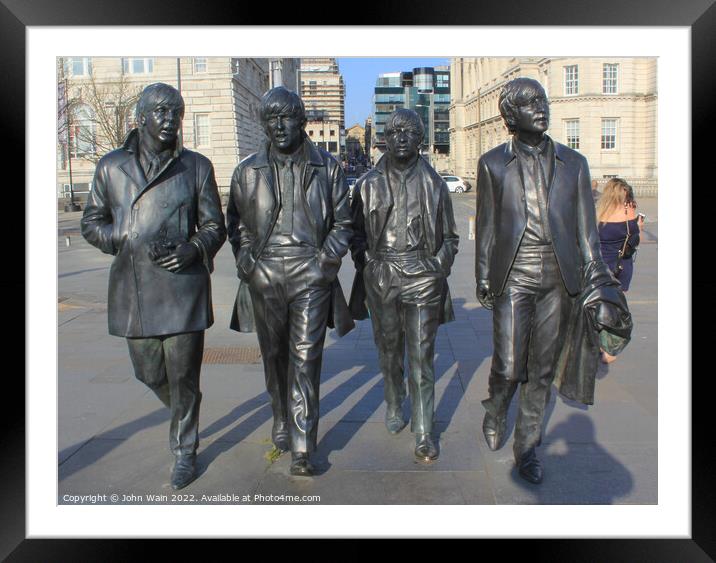 Pier head Beatles Statues Liverpool Framed Mounted Print by John Wain