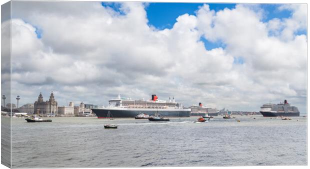 Queen Mary 2 leaving Liverpool Canvas Print by Jason Wells