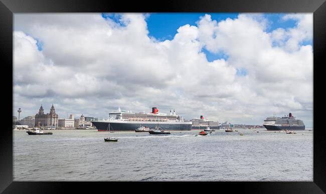 Queen Mary 2 leaving Liverpool Framed Print by Jason Wells