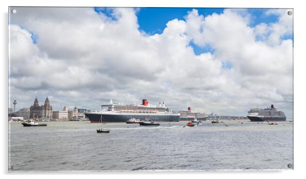 Queen Mary 2 leaving Liverpool Acrylic by Jason Wells