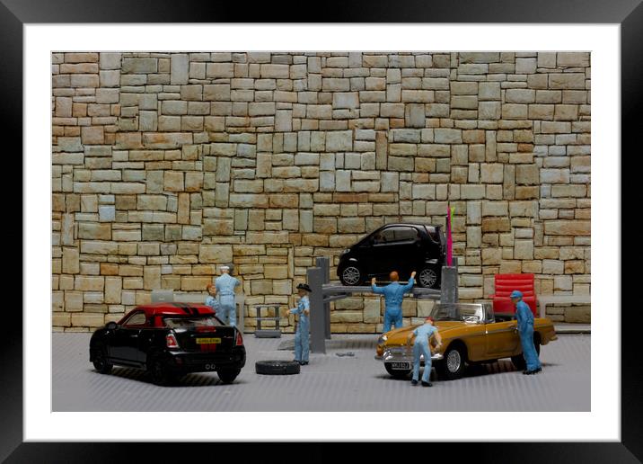 Busy Mechanics in Smallville Framed Mounted Print by Steve Purnell