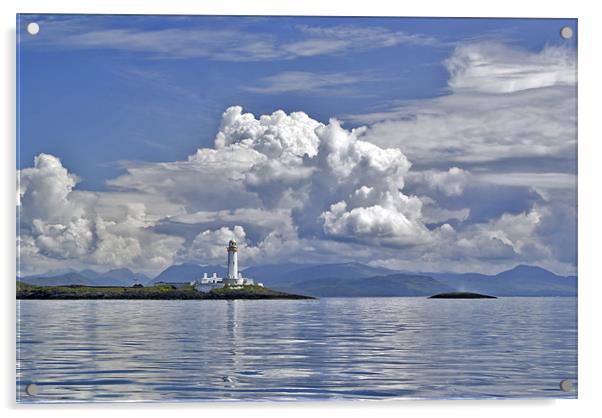 Summer clouds over Eilean Musdile lighthouse light Acrylic by Gary Eason