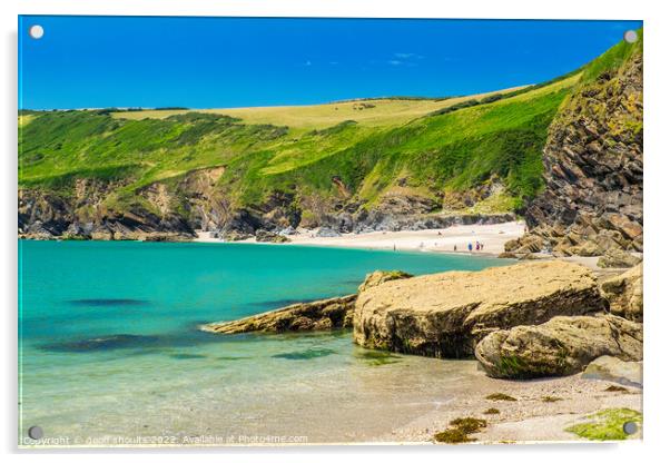 Lantic Bay, Cornwall Acrylic by geoff shoults
