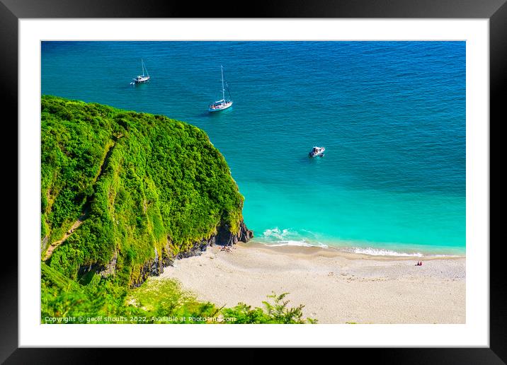 Lantic Bay, Cornwall, Framed Mounted Print by geoff shoults