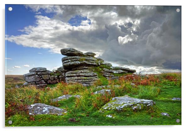 Combestone Tor, Dartmoor Acrylic by Darren Galpin