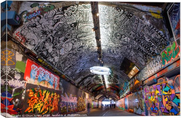 Leake Street Tunnel decorated with graffiti in London, United Kingdom Canvas Print by Chun Ju Wu