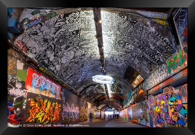 Leake Street Tunnel decorated with graffiti in London, United Kingdom Framed Print by Chun Ju Wu