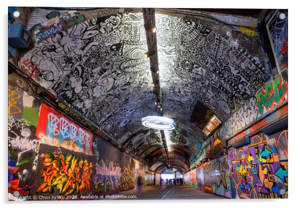 Leake Street Tunnel decorated with graffiti in London, United Kingdom Acrylic by Chun Ju Wu