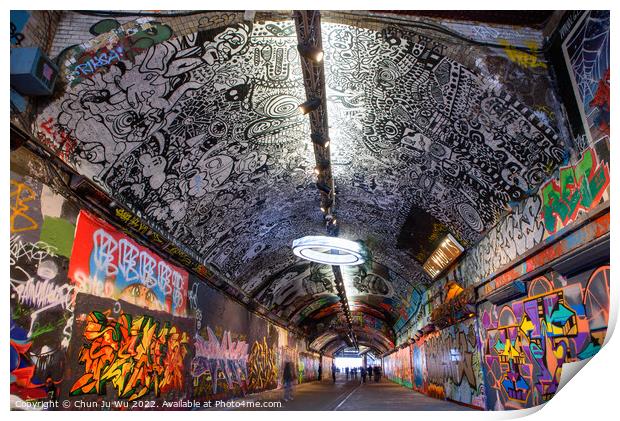 Leake Street Tunnel decorated with graffiti in London, United Kingdom Print by Chun Ju Wu