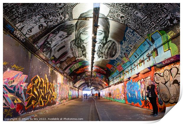 Leake Street Tunnel decorated with graffiti in London, United Kingdom Print by Chun Ju Wu