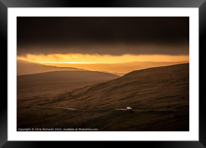Home Across The Black Mountain Pass, Brecon Beacons Framed Mounted Print by Chris Richards
