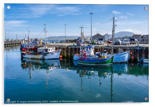 Fishing boats in Stromness harbour, Orkney Isles Acrylic by Angus McComiskey