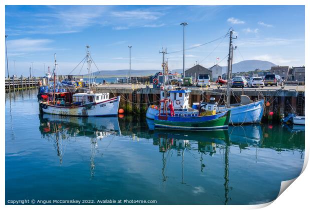 Fishing boats in Stromness harbour, Orkney Isles Print by Angus McComiskey