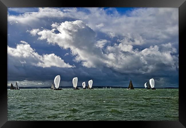 Racing yachts in the Solent Framed Print by Gary Eason