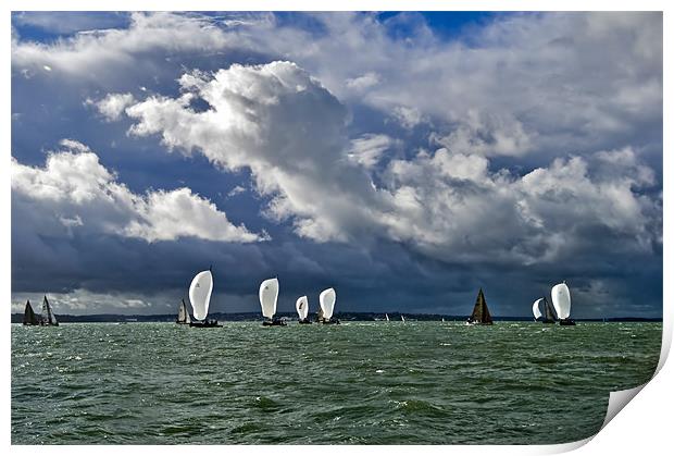 Racing yachts in the Solent Print by Gary Eason
