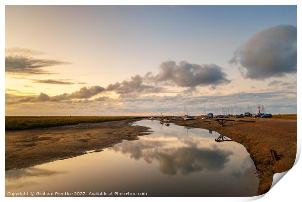 Evening Light over the River Glaven at Blakeney, N Print by Graham Prentice