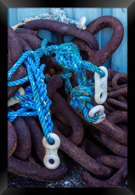 Fishing ropes and chains Framed Print by Joy Walker