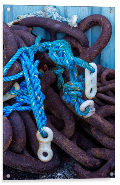 Fishing ropes and chains Acrylic by Joy Walker