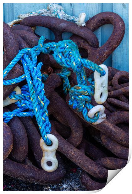 Fishing ropes and chains Print by Joy Walker