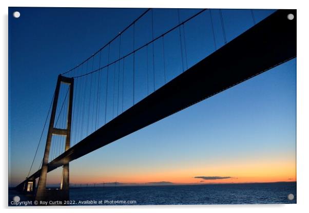 Storbaelt Bridge after Sunset Acrylic by Roy Curtis