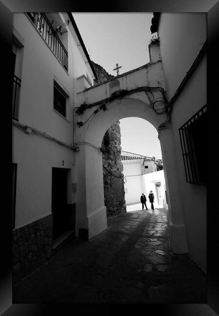 Streets in the historical center of Setenil Framed Print by Jose Manuel Espigares Garc