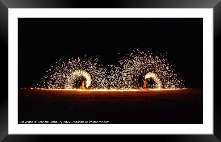 Fire Spinners, Thailand Framed Mounted Print by Graham Lathbury