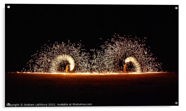 Fire Spinners, Thailand Acrylic by Graham Lathbury