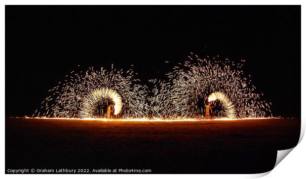 Fire Spinners, Thailand Print by Graham Lathbury