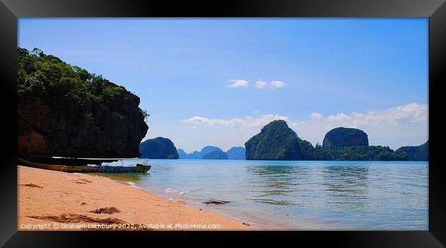 Limestone Sea Mountains, Thailand Framed Print by Graham Lathbury